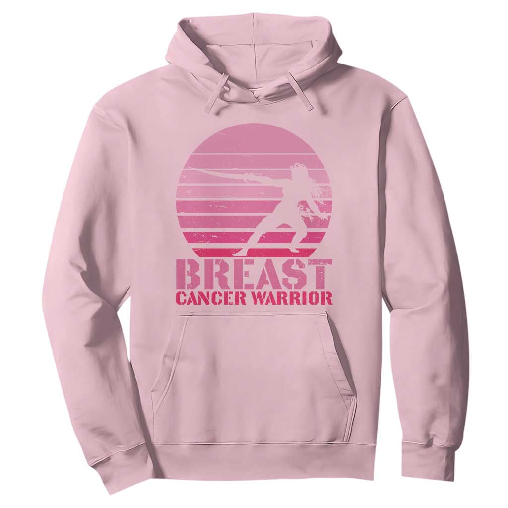 Vintage Breast Cancer Warrior Hoodie Strong Women Sword Fighter Pink Ribbon