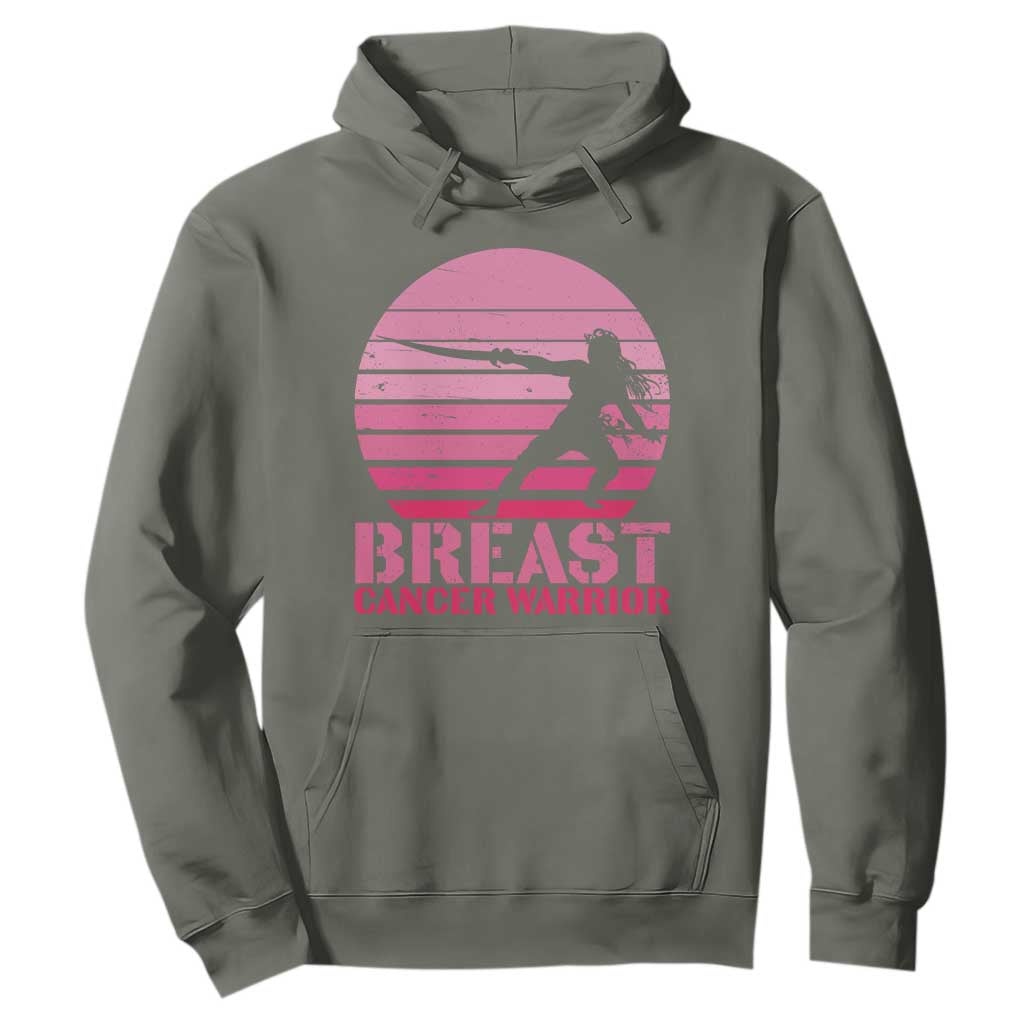Vintage Breast Cancer Warrior Hoodie Strong Women Sword Fighter Pink Ribbon