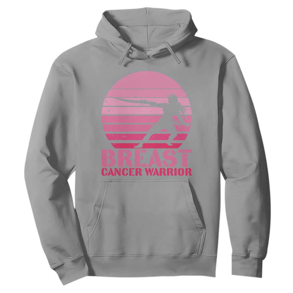 Vintage Breast Cancer Warrior Hoodie Strong Women Sword Fighter Pink Ribbon
