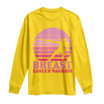 Vintage Breast Cancer Warrior Long Sleeve Shirt Strong Women Sword Fighter Pink Ribbon