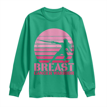 Vintage Breast Cancer Warrior Long Sleeve Shirt Strong Women Sword Fighter Pink Ribbon