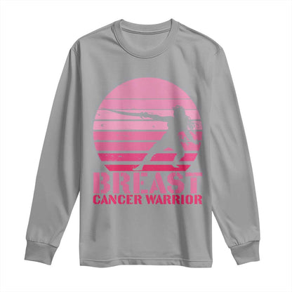 Vintage Breast Cancer Warrior Long Sleeve Shirt Strong Women Sword Fighter Pink Ribbon