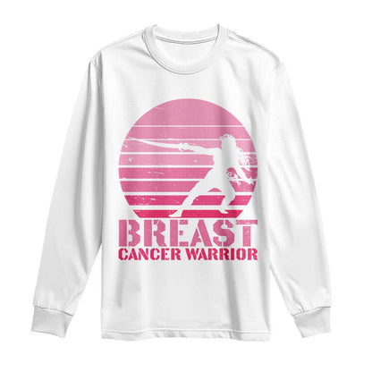 Vintage Breast Cancer Warrior Long Sleeve Shirt Strong Women Sword Fighter Pink Ribbon