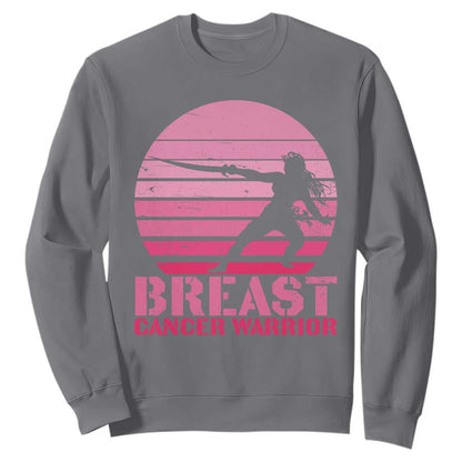 Vintage Breast Cancer Warrior Sweatshirt Strong Women Sword Fighter Pink Ribbon