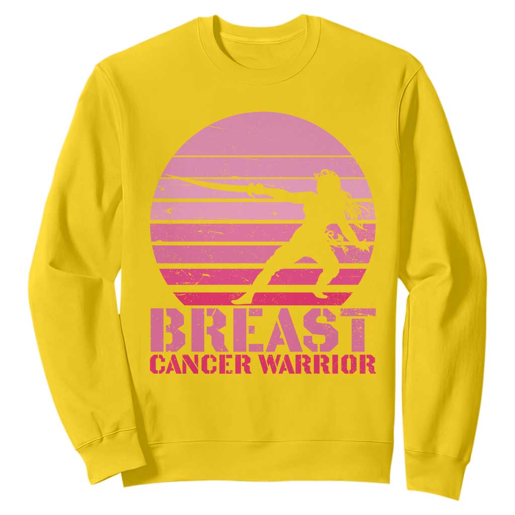 Vintage Breast Cancer Warrior Sweatshirt Strong Women Sword Fighter Pink Ribbon