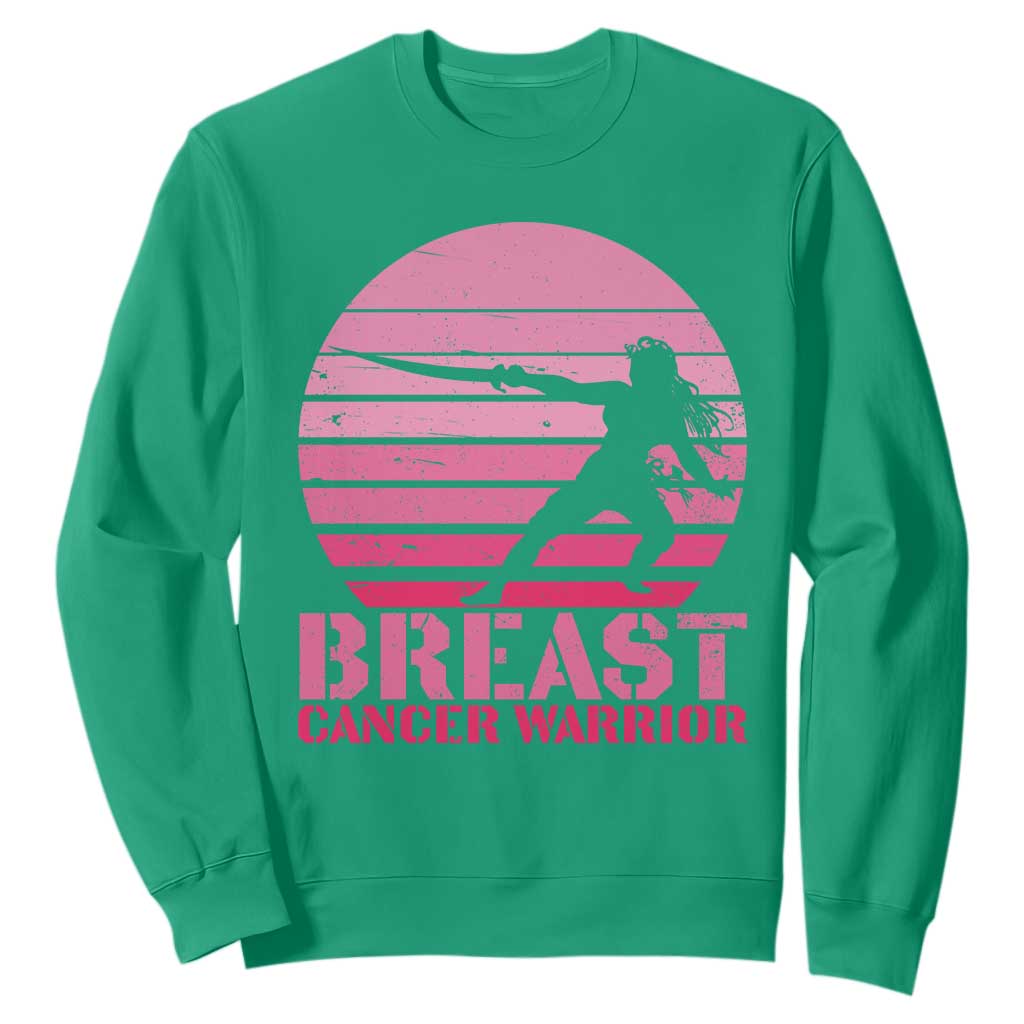 Vintage Breast Cancer Warrior Sweatshirt Strong Women Sword Fighter Pink Ribbon