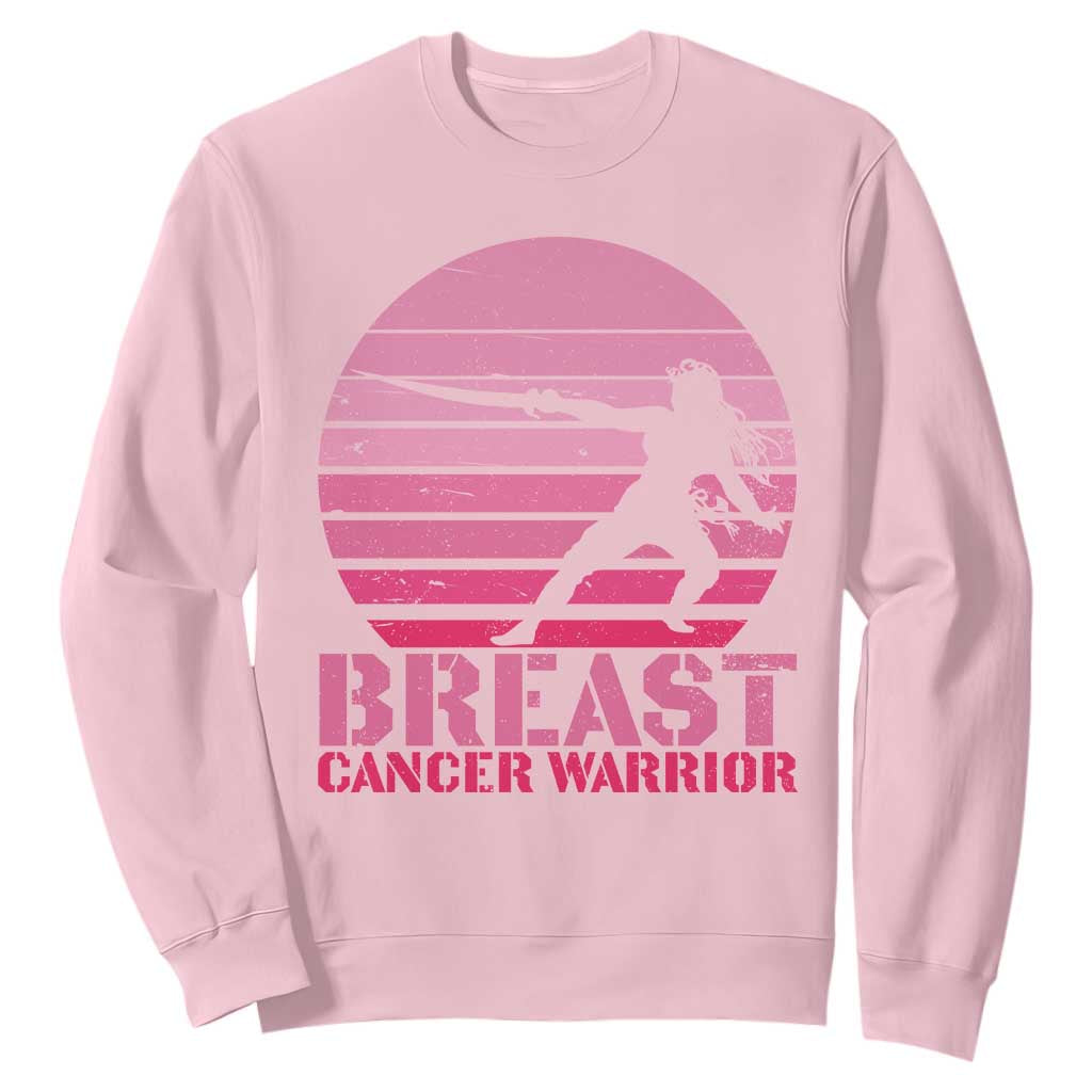Vintage Breast Cancer Warrior Sweatshirt Strong Women Sword Fighter Pink Ribbon