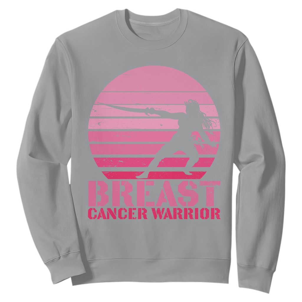 Vintage Breast Cancer Warrior Sweatshirt Strong Women Sword Fighter Pink Ribbon