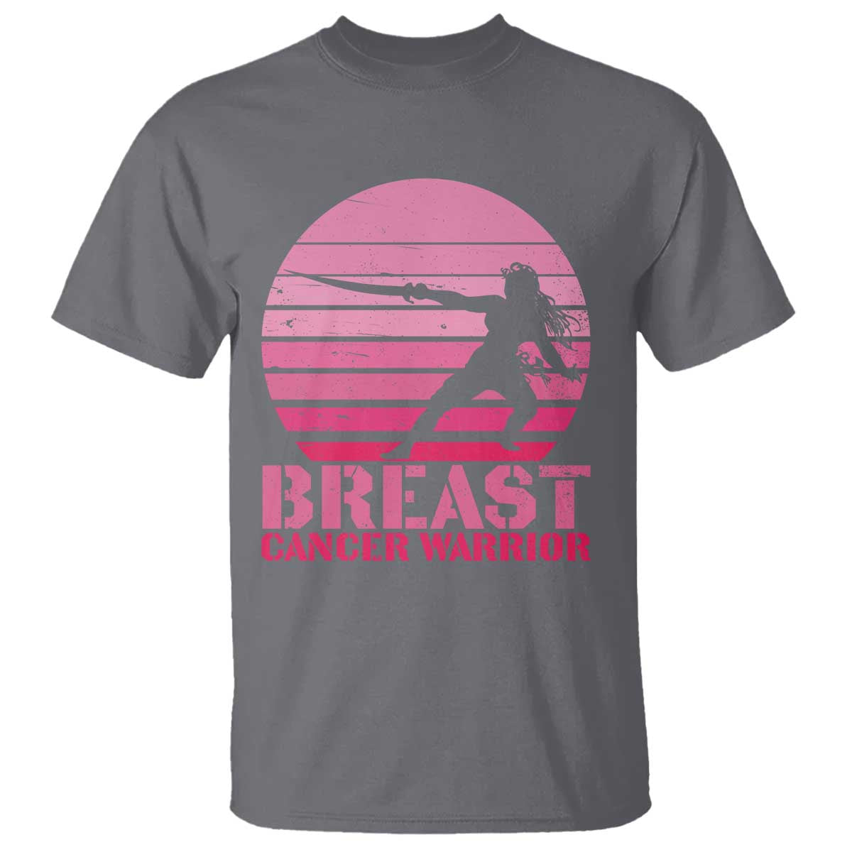 Vintage Breast Cancer Warrior T Shirt Strong Women Sword Fighter Pink Ribbon
