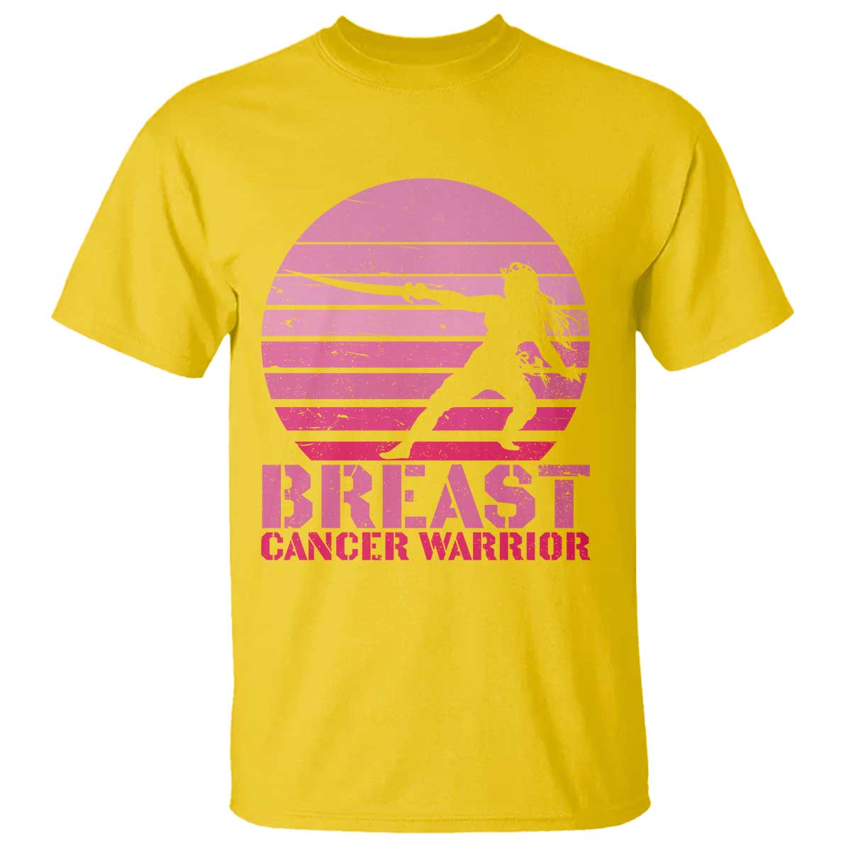 Vintage Breast Cancer Warrior T Shirt Strong Women Sword Fighter Pink Ribbon
