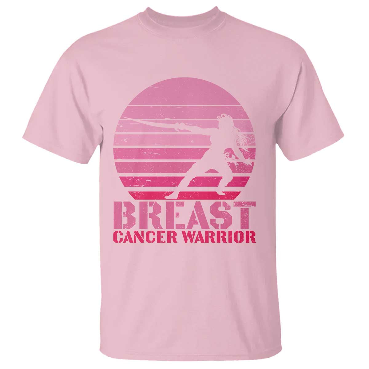 Vintage Breast Cancer Warrior T Shirt Strong Women Sword Fighter Pink Ribbon