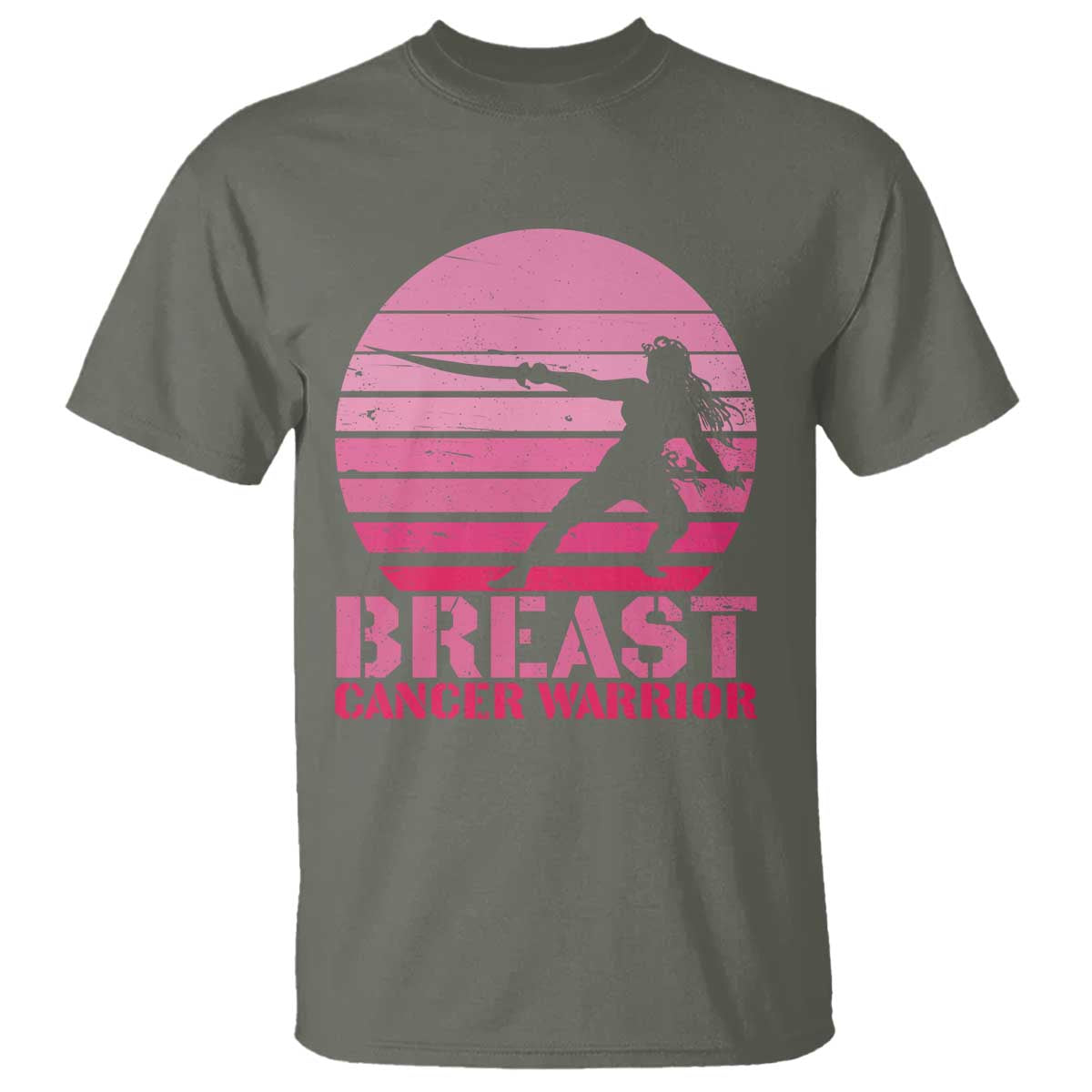 Vintage Breast Cancer Warrior T Shirt Strong Women Sword Fighter Pink Ribbon
