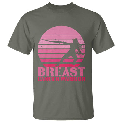 Vintage Breast Cancer Warrior T Shirt Strong Women Sword Fighter Pink Ribbon