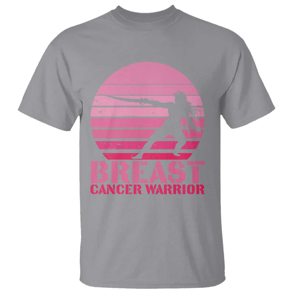 Vintage Breast Cancer Warrior T Shirt Strong Women Sword Fighter Pink Ribbon