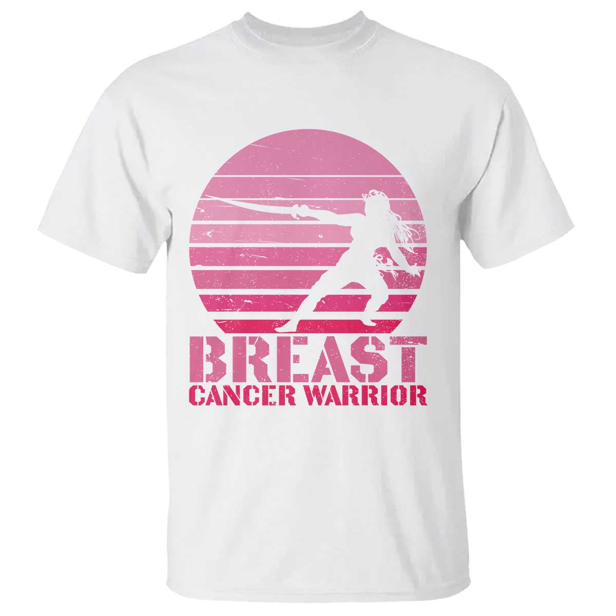Vintage Breast Cancer Warrior T Shirt Strong Women Sword Fighter Pink Ribbon