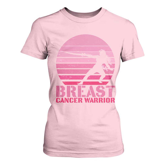 Vintage Breast Cancer Warrior T Shirt For Women Strong Women Sword Fighter Pink Ribbon