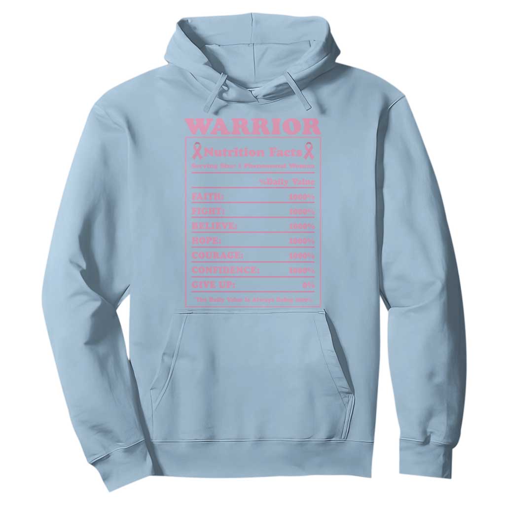 Breast Cancer Nutrition Facts Warrior Hoodie Pink Ribbon Survivor Support