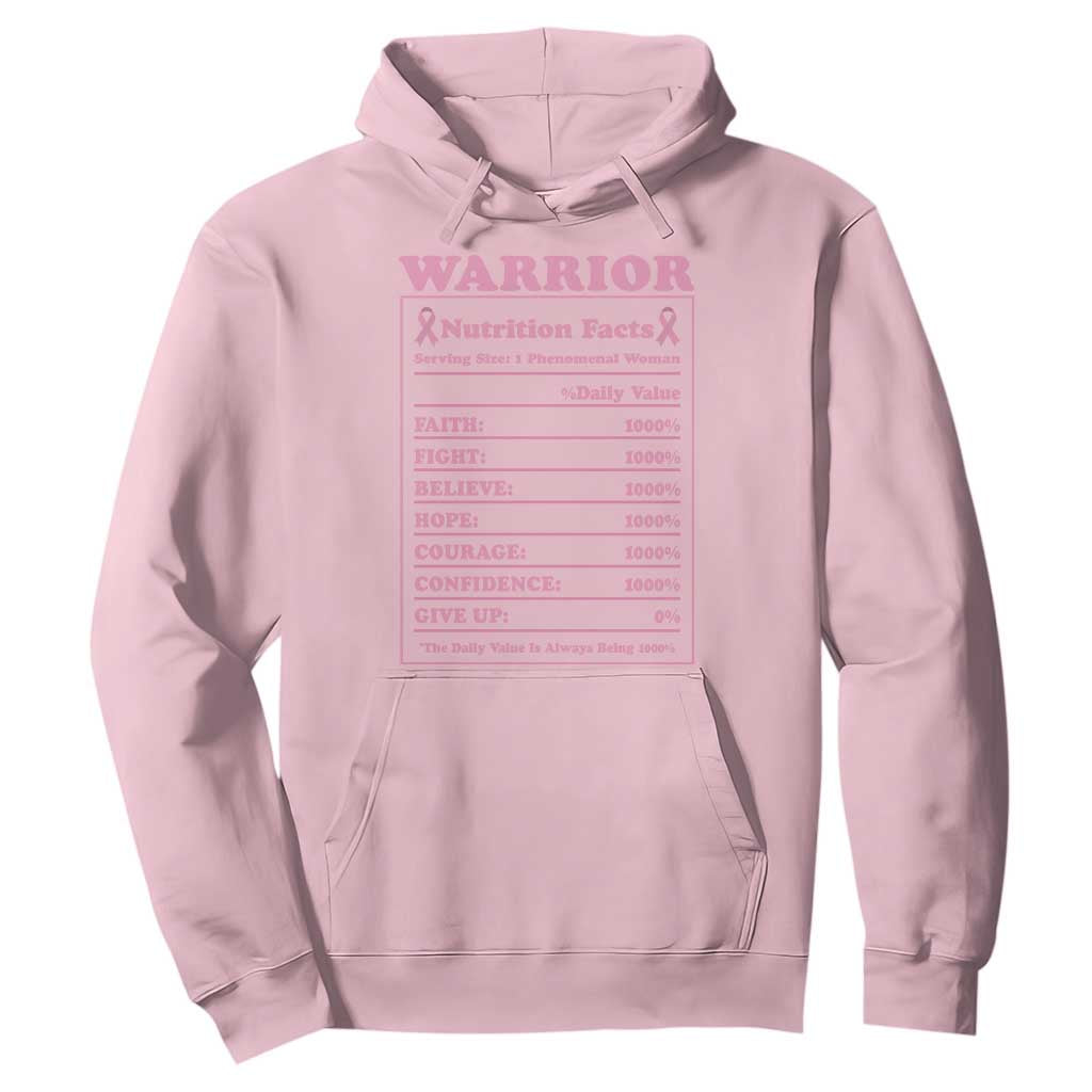 Breast Cancer Nutrition Facts Warrior Hoodie Pink Ribbon Survivor Support