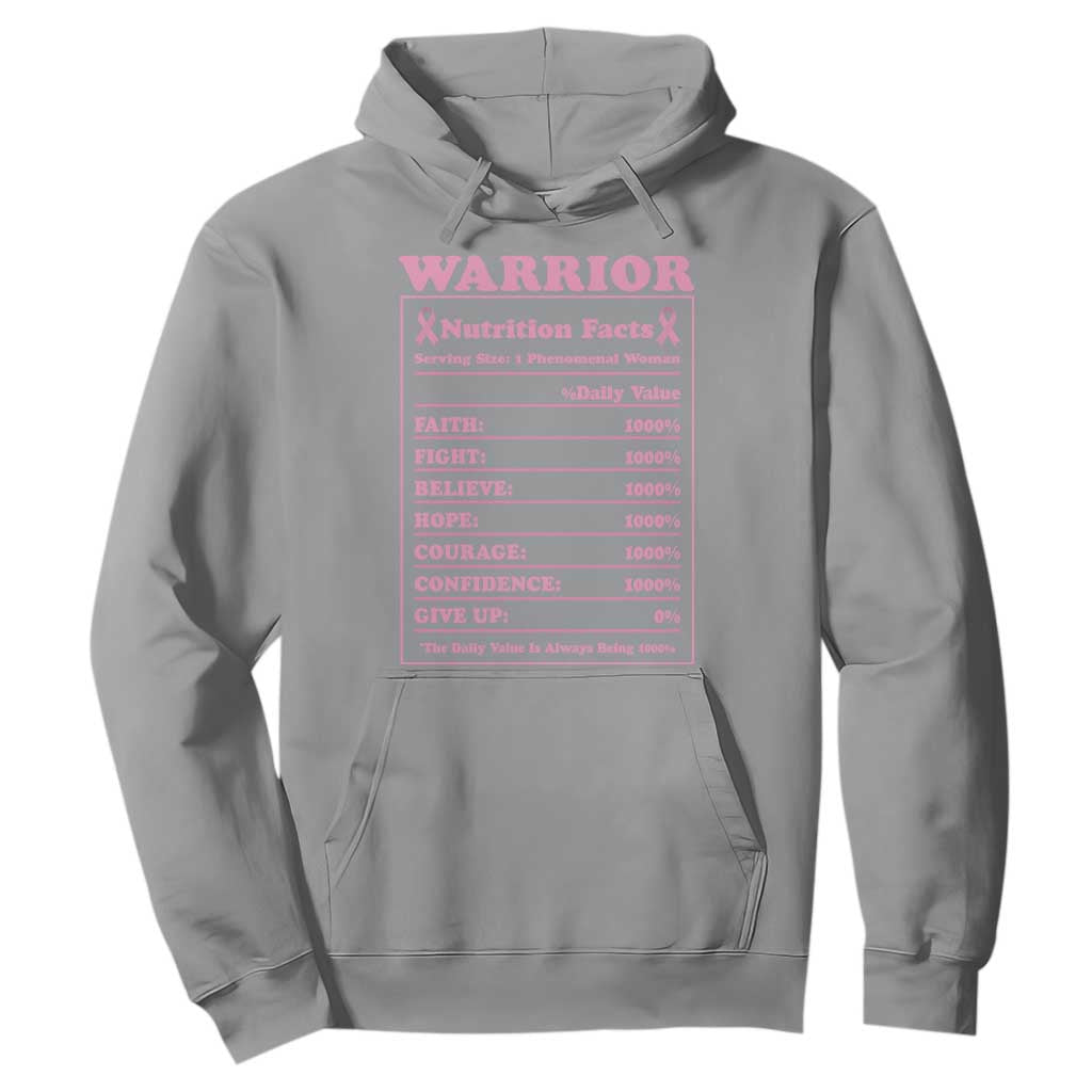 Breast Cancer Nutrition Facts Warrior Hoodie Pink Ribbon Survivor Support