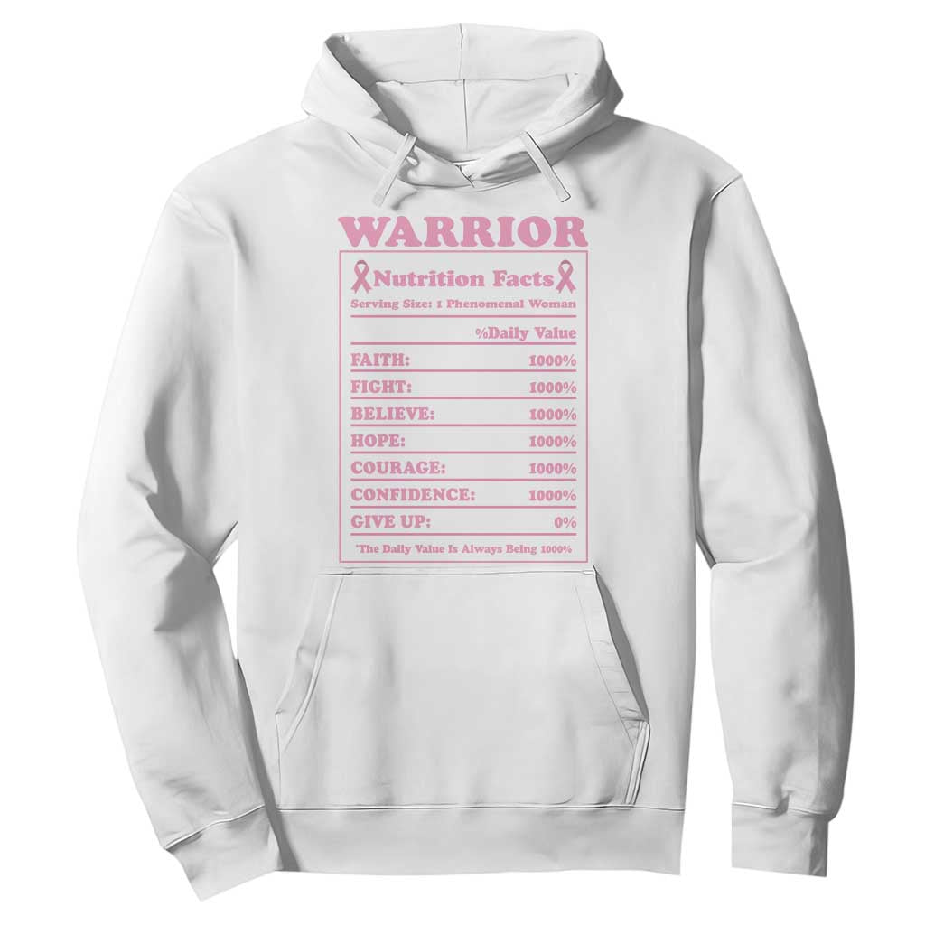 Breast Cancer Nutrition Facts Warrior Hoodie Pink Ribbon Survivor Support