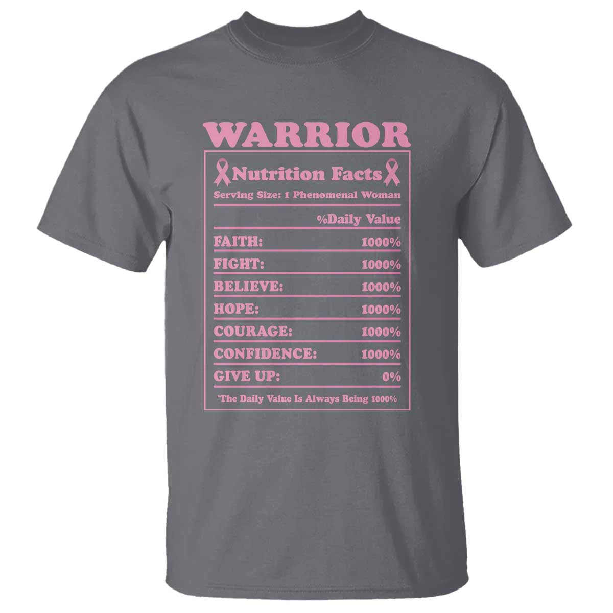 Breast Cancer Nutrition Facts Warrior T Shirt Pink Ribbon Survivor Support