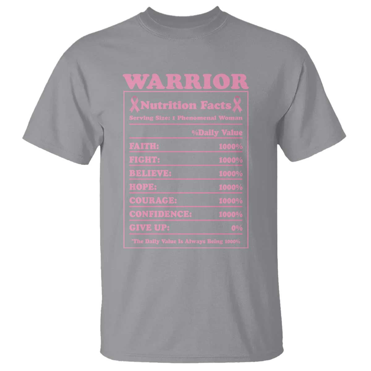 Breast Cancer Nutrition Facts Warrior T Shirt Pink Ribbon Survivor Support