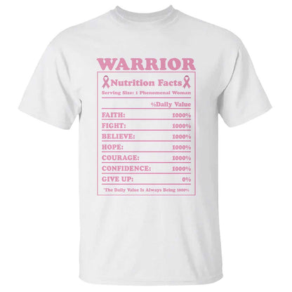 Breast Cancer Nutrition Facts Warrior T Shirt Pink Ribbon Survivor Support