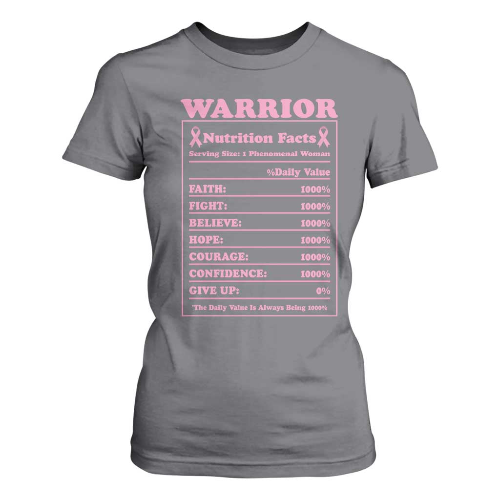 Breast Cancer Nutrition Facts Warrior T Shirt For Women Pink Ribbon Survivor Support