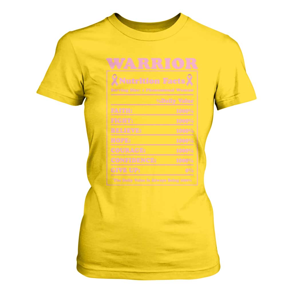 Breast Cancer Nutrition Facts Warrior T Shirt For Women Pink Ribbon Survivor Support
