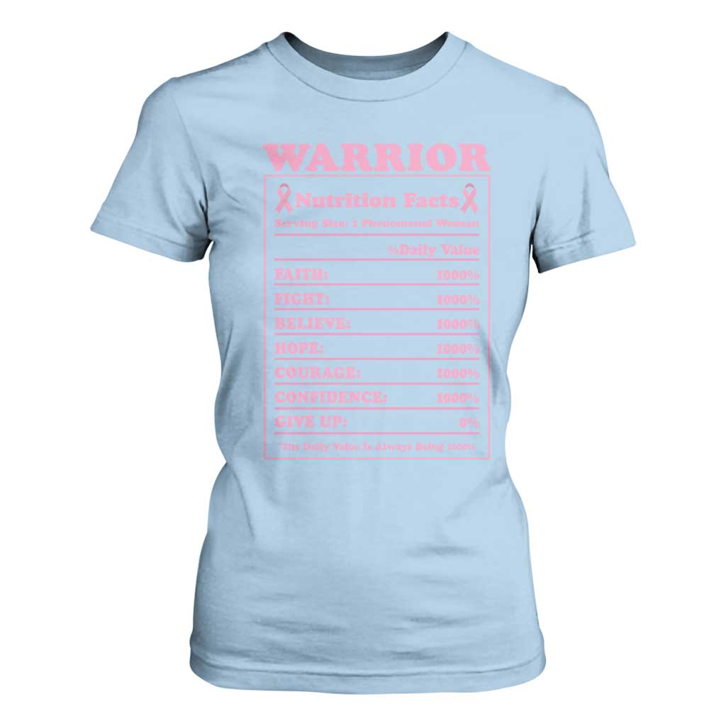 Breast Cancer Nutrition Facts Warrior T Shirt For Women Pink Ribbon Survivor Support