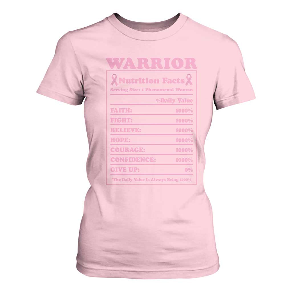 Breast Cancer Nutrition Facts Warrior T Shirt For Women Pink Ribbon Survivor Support