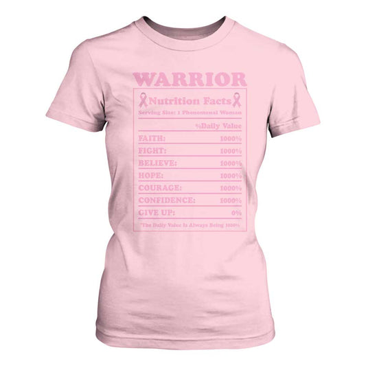 Breast Cancer Nutrition Facts Warrior T Shirt For Women Pink Ribbon Survivor Support