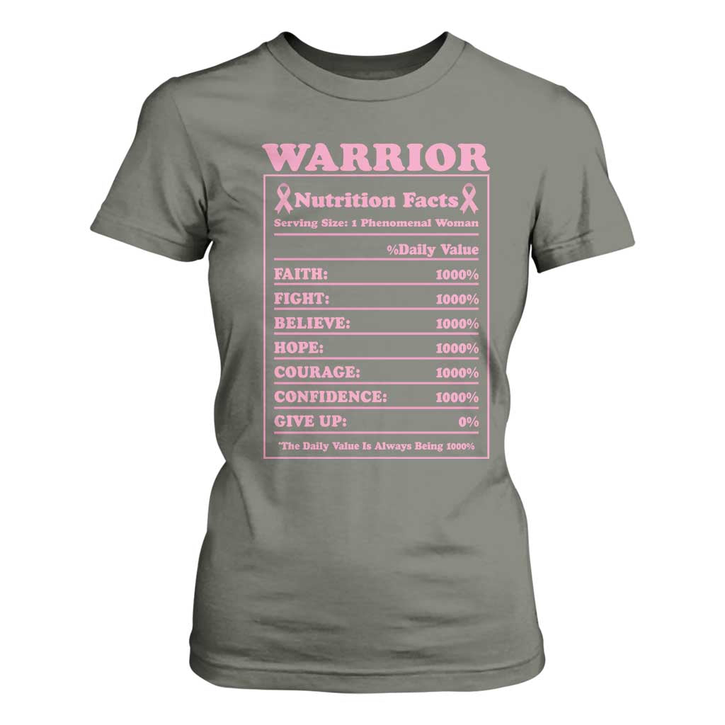 Breast Cancer Nutrition Facts Warrior T Shirt For Women Pink Ribbon Survivor Support