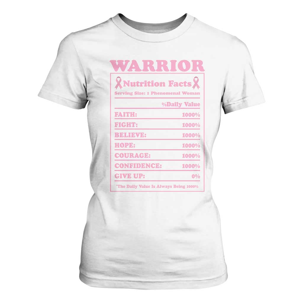 Breast Cancer Nutrition Facts Warrior T Shirt For Women Pink Ribbon Survivor Support