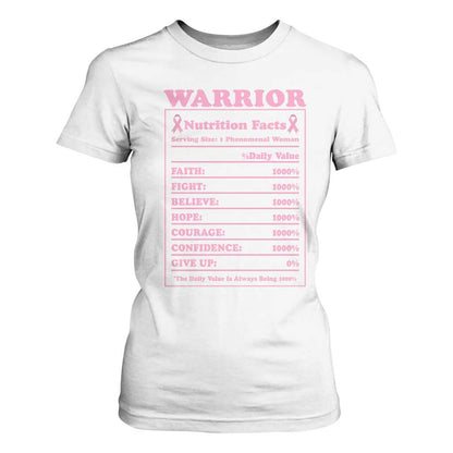 Breast Cancer Nutrition Facts Warrior T Shirt For Women Pink Ribbon Survivor Support