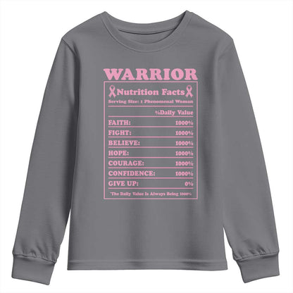 Breast Cancer Nutrition Facts Warrior Youth Sweatshirt Pink Ribbon Survivor Support