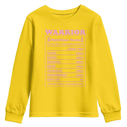 Breast Cancer Nutrition Facts Warrior Youth Sweatshirt Pink Ribbon Survivor Support
