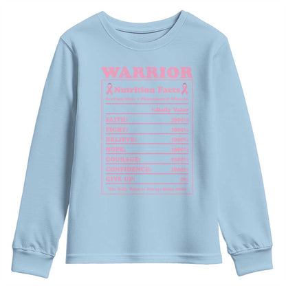 Breast Cancer Nutrition Facts Warrior Youth Sweatshirt Pink Ribbon Survivor Support