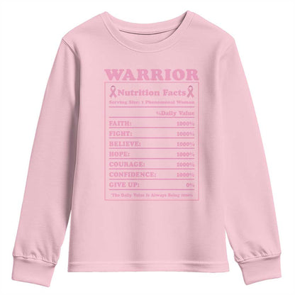 Breast Cancer Nutrition Facts Warrior Youth Sweatshirt Pink Ribbon Survivor Support