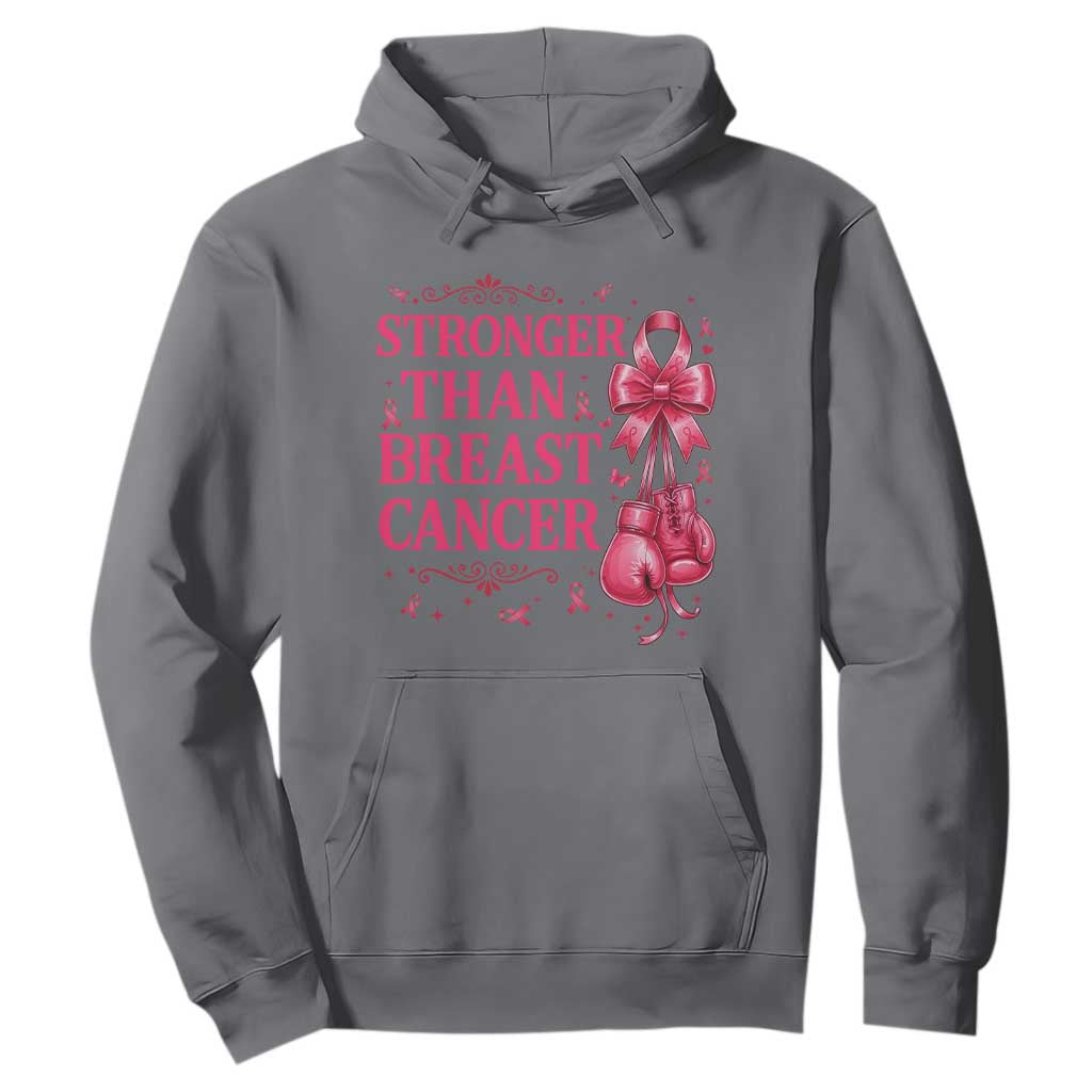 Pink Ribbon Fighter Support Hoodie Stronger Than Breast Cancer Boxing Gloves
