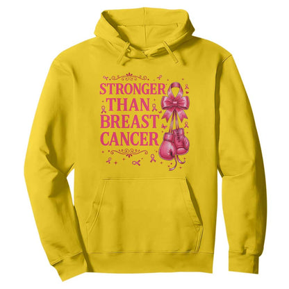 Pink Ribbon Fighter Support Hoodie Stronger Than Breast Cancer Boxing Gloves