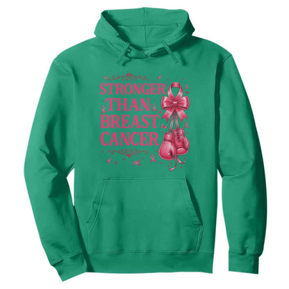 Pink Ribbon Fighter Support Hoodie Stronger Than Breast Cancer Boxing Gloves