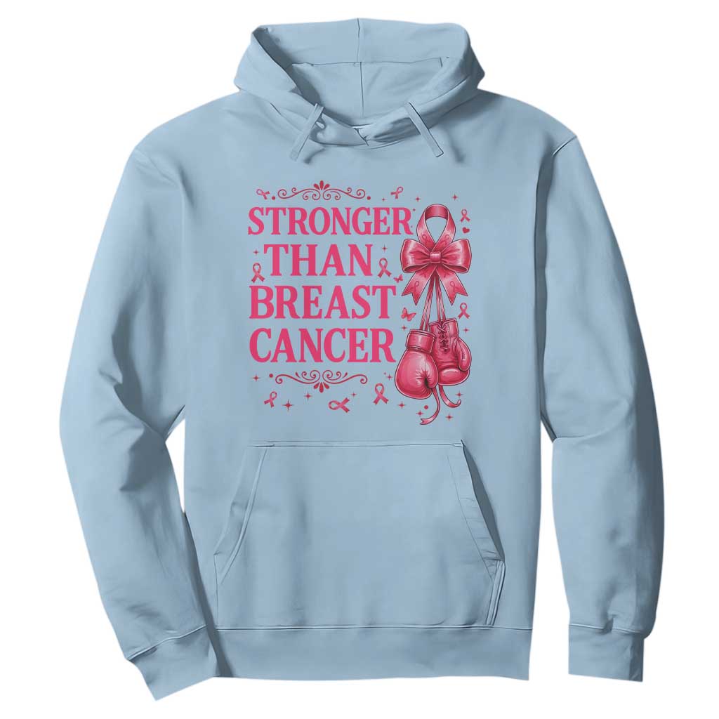 Pink Ribbon Fighter Support Hoodie Stronger Than Breast Cancer Boxing Gloves