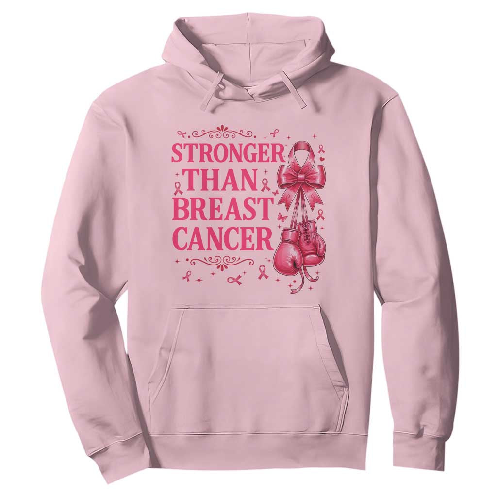 Pink Ribbon Fighter Support Hoodie Stronger Than Breast Cancer Boxing Gloves