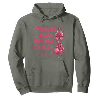 Pink Ribbon Fighter Support Hoodie Stronger Than Breast Cancer Boxing Gloves