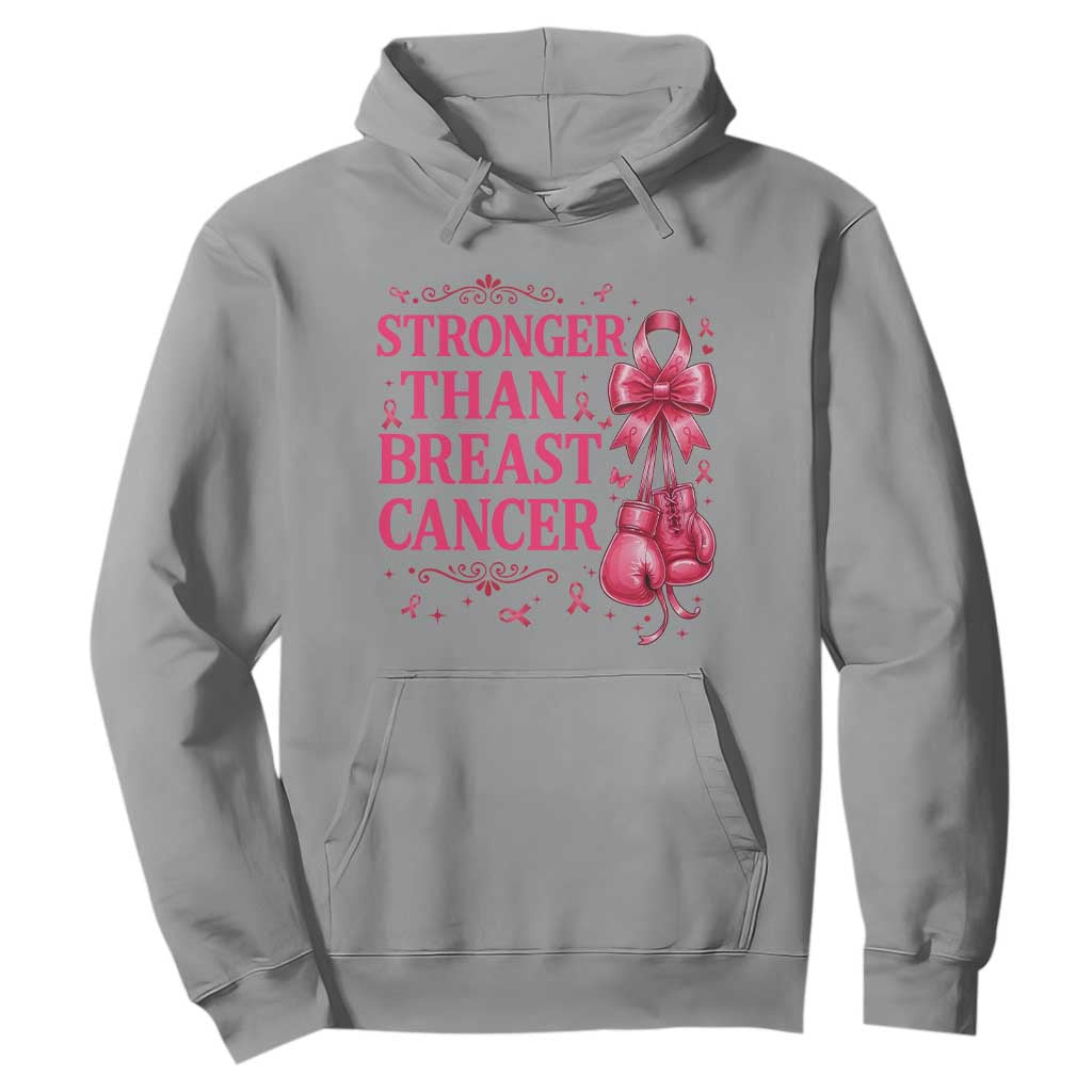 Pink Ribbon Fighter Support Hoodie Stronger Than Breast Cancer Boxing Gloves