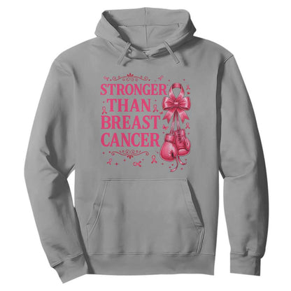 Pink Ribbon Fighter Support Hoodie Stronger Than Breast Cancer Boxing Gloves