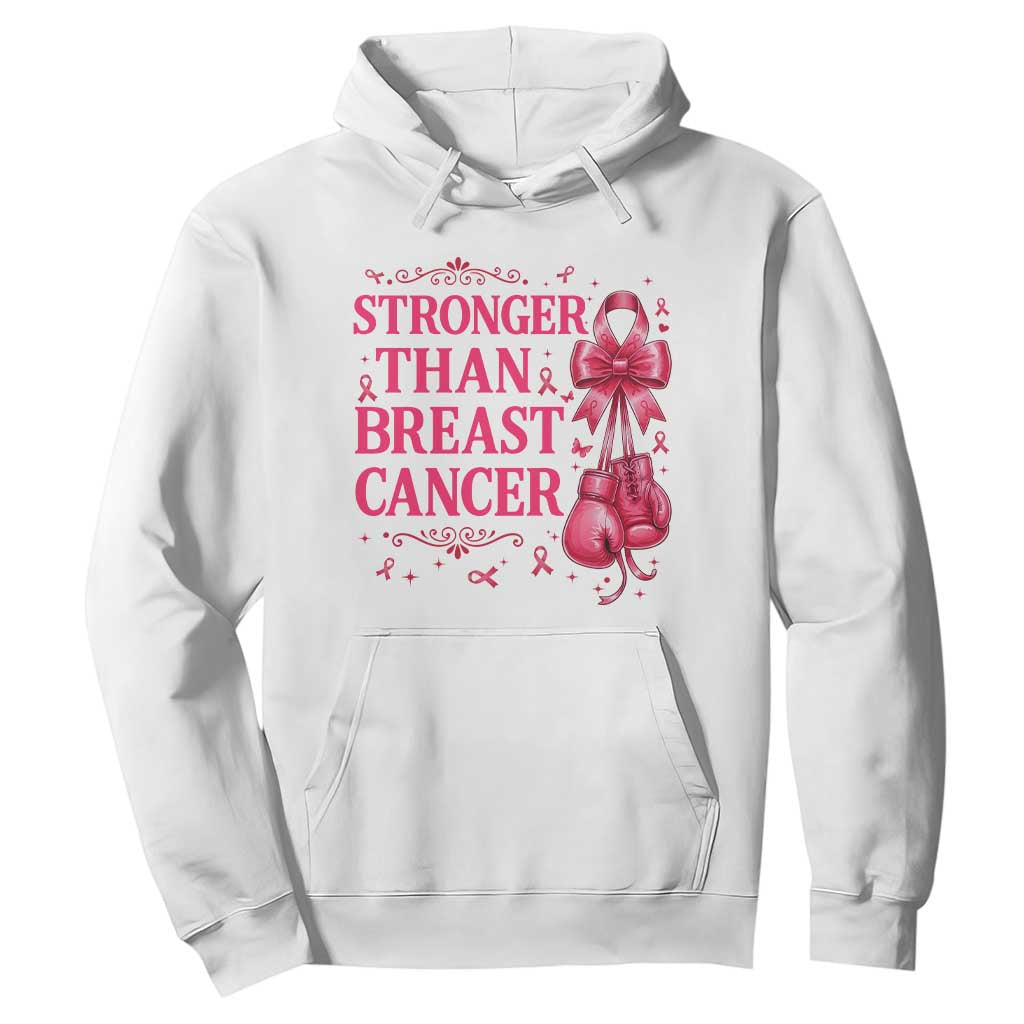 Pink Ribbon Fighter Support Hoodie Stronger Than Breast Cancer Boxing Gloves