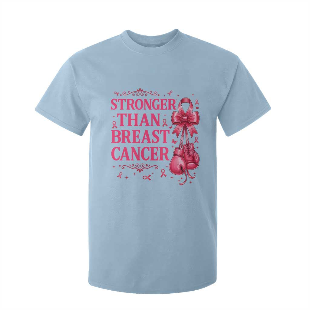 Pink Ribbon Fighter Support T Shirt For Kid Stronger Than Breast Cancer Boxing Gloves