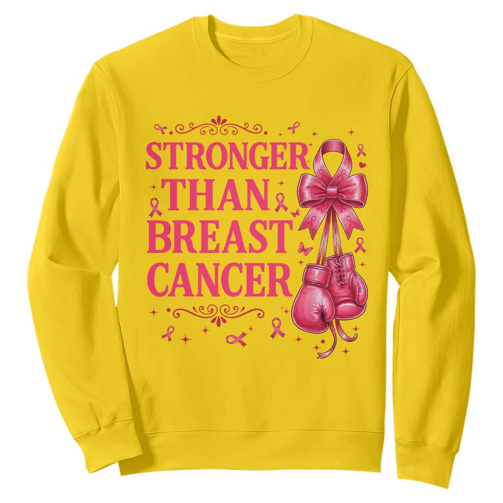 Pink Ribbon Fighter Support Sweatshirt Stronger Than Breast Cancer Boxing Gloves